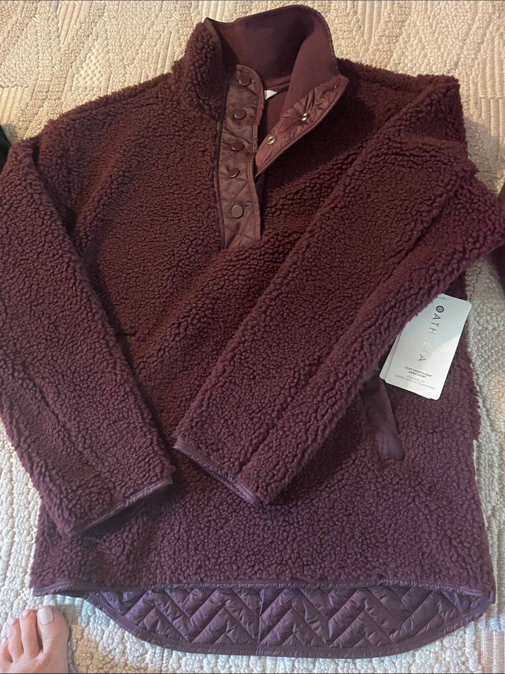 Athleta Deep Burgundy Zip-Up Sherpa Jacket